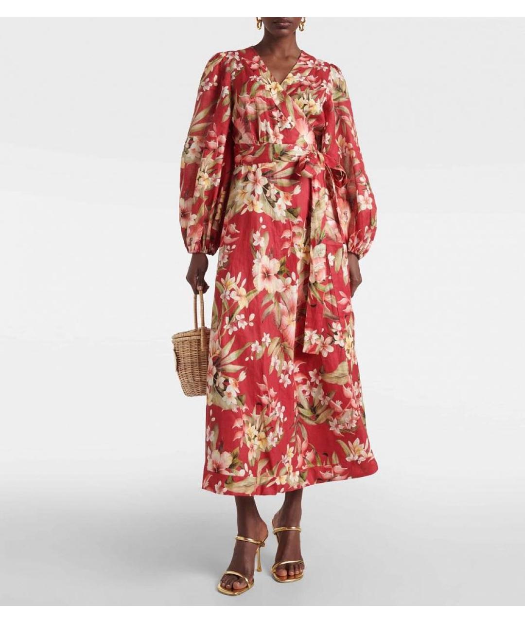 ZIMMERMANN Красное льняное повседневное платье, фото 3