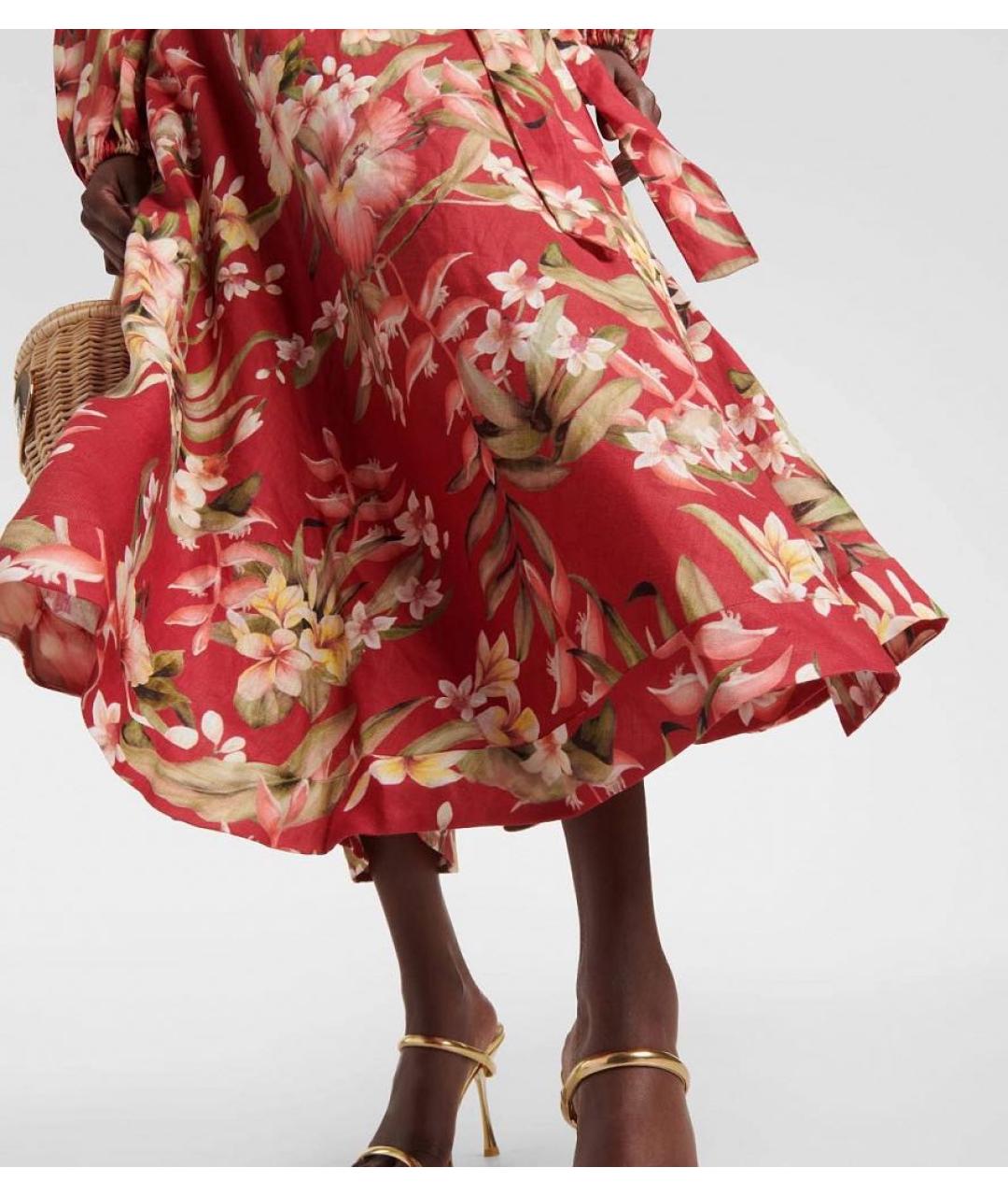 ZIMMERMANN Красное льняное повседневное платье, фото 5