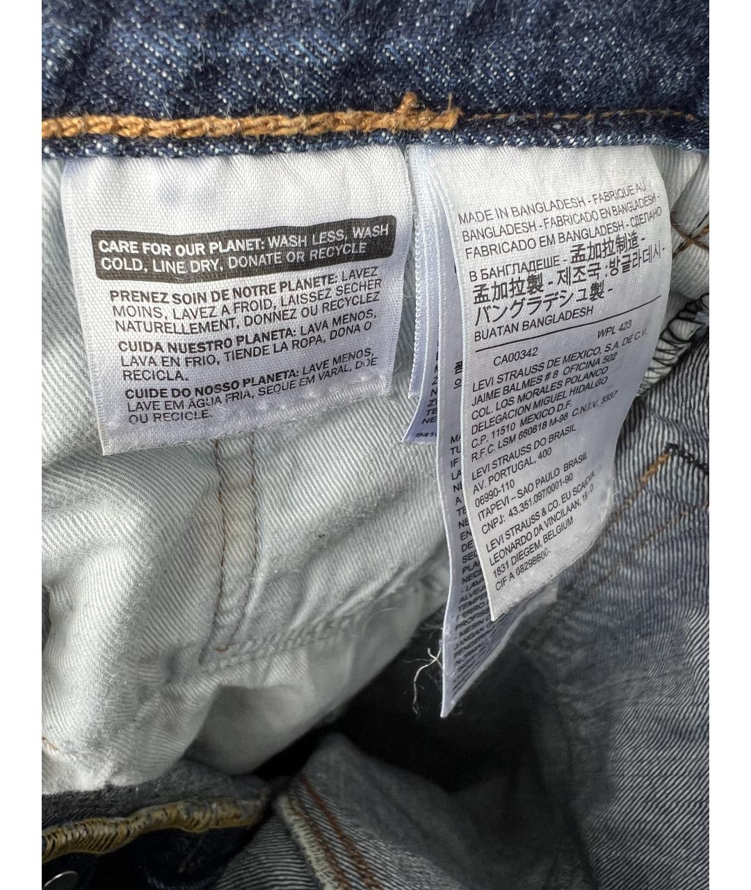 LEVI'S Темно-синие хлопковые прямые джинсы, фото 7