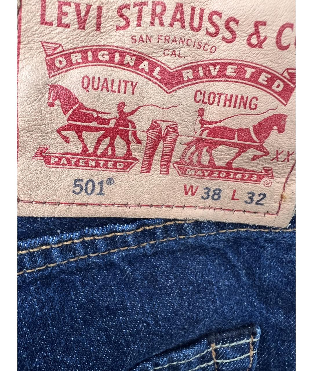 LEVI'S Темно-синие хлопковые прямые джинсы, фото 5
