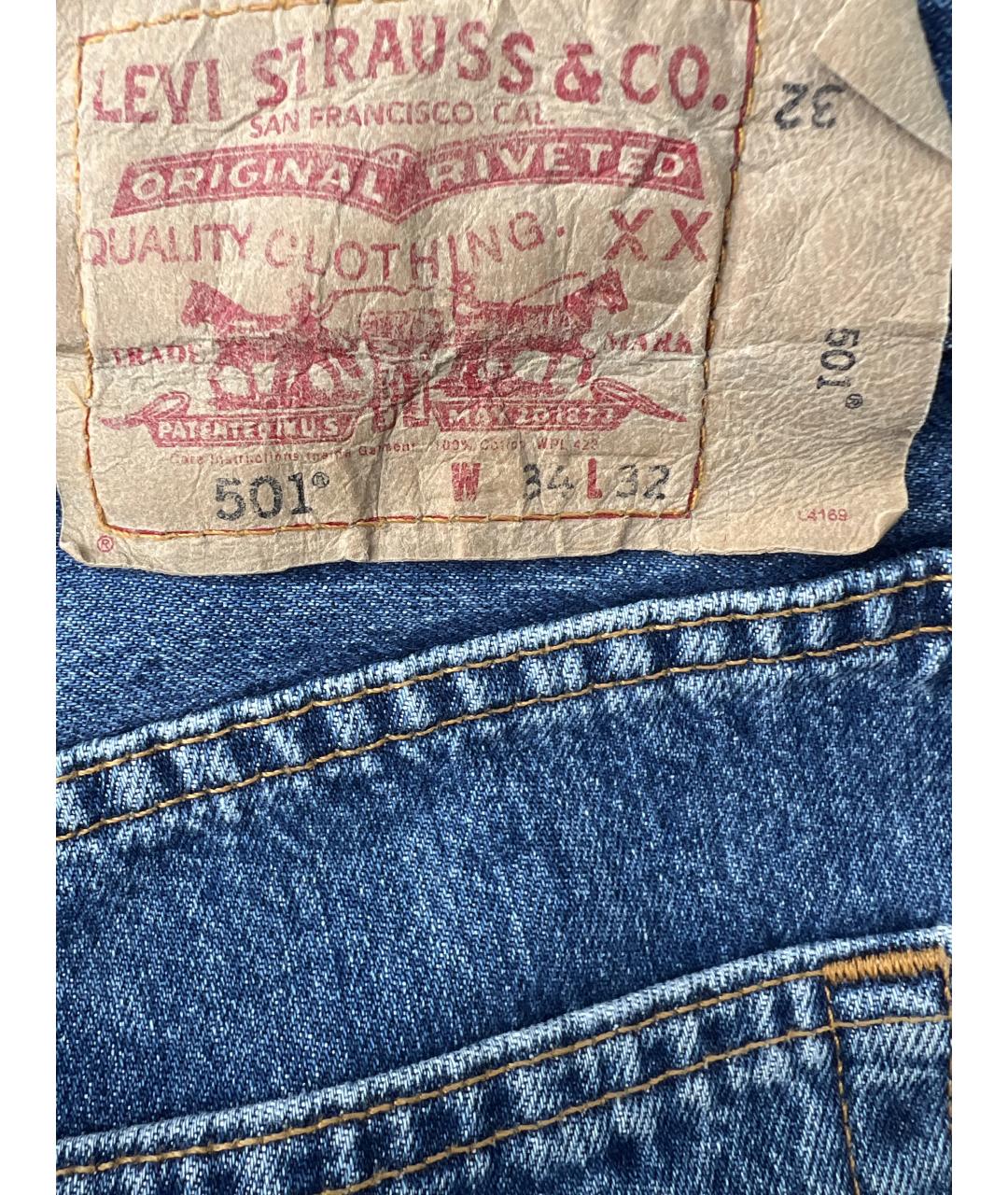 LEVI'S Синие хлопковые прямые джинсы, фото 5
