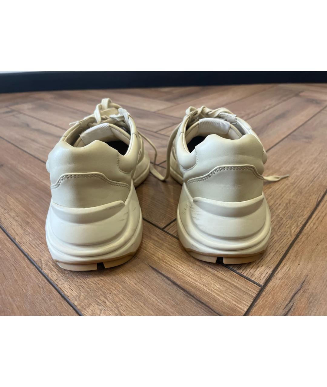 GUCCI Бежевые кожаные кроссовки, фото 4