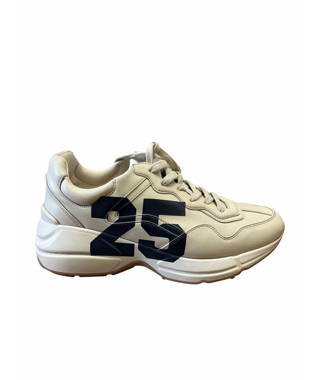 GUCCI Бежевые кожаные кроссовки, фото 1