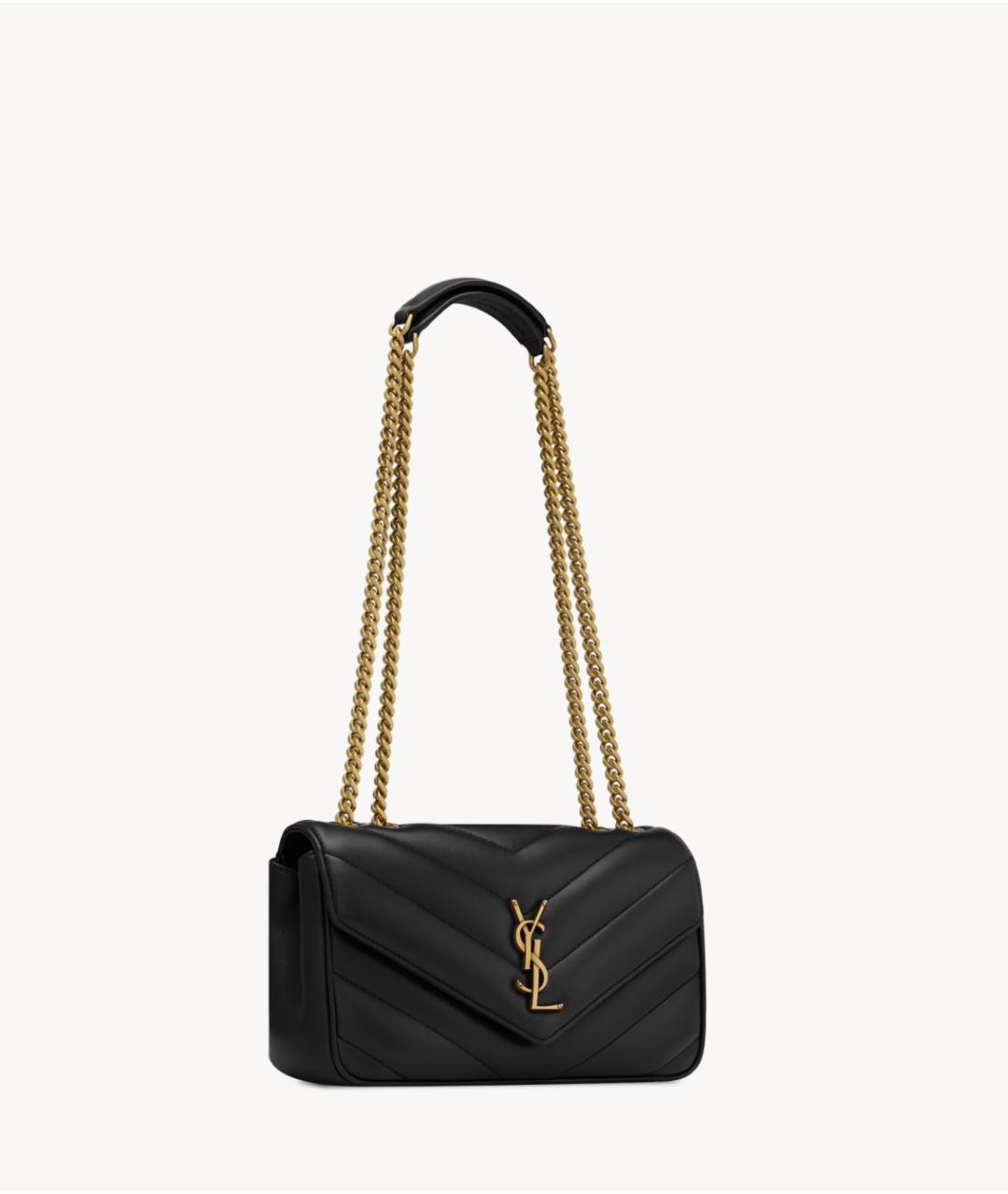 SAINT LAURENT Черная кожаная сумка с короткими ручками, фото 3