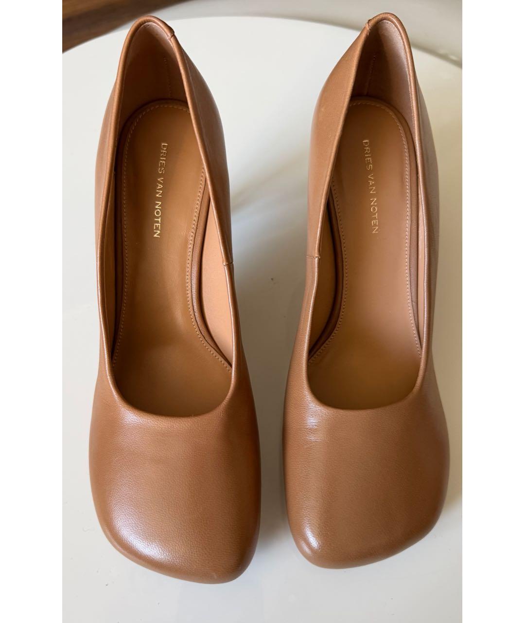 DRIES VAN NOTEN Бежевые кожаные туфли, фото 3