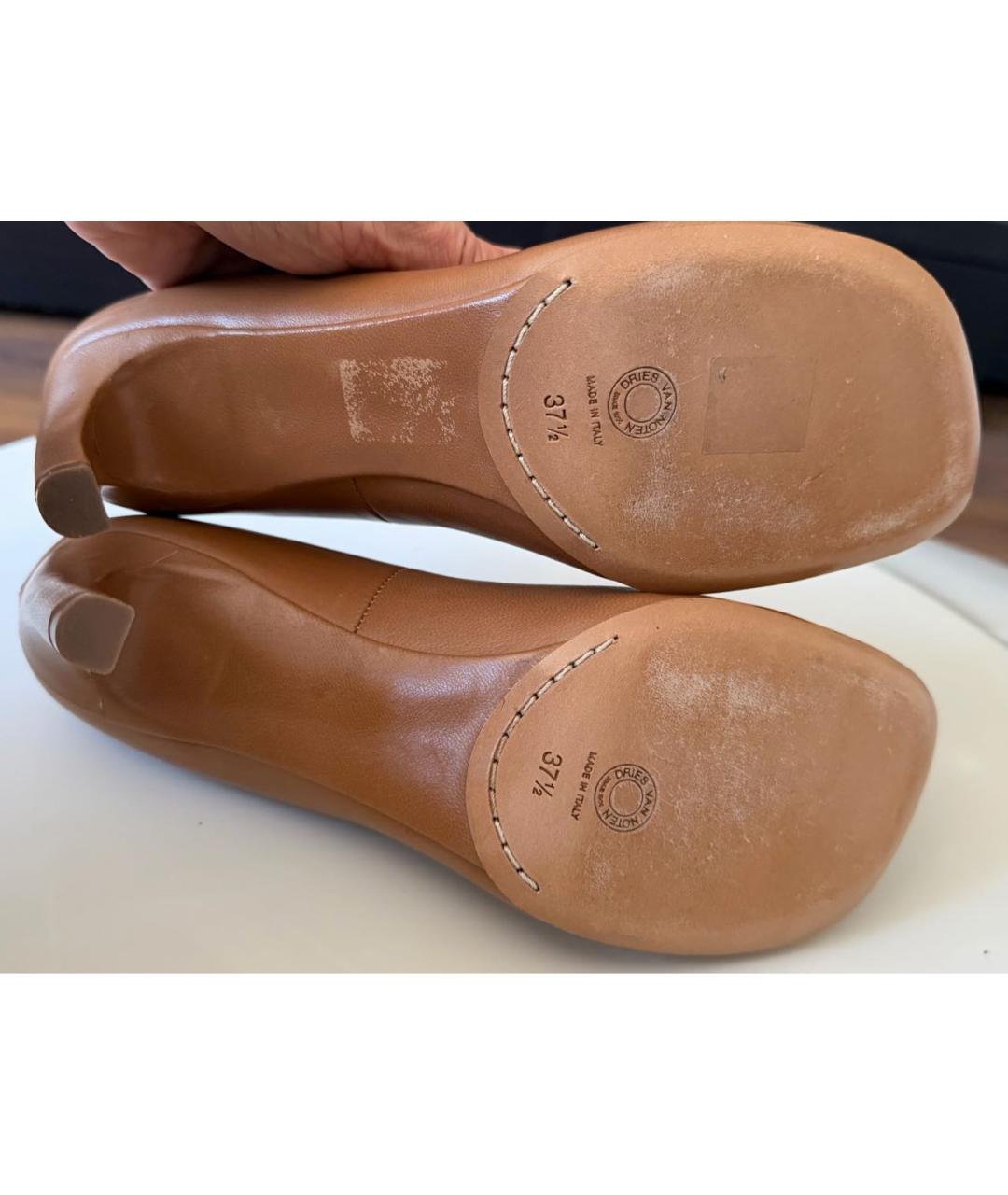 DRIES VAN NOTEN Бежевые кожаные туфли, фото 6