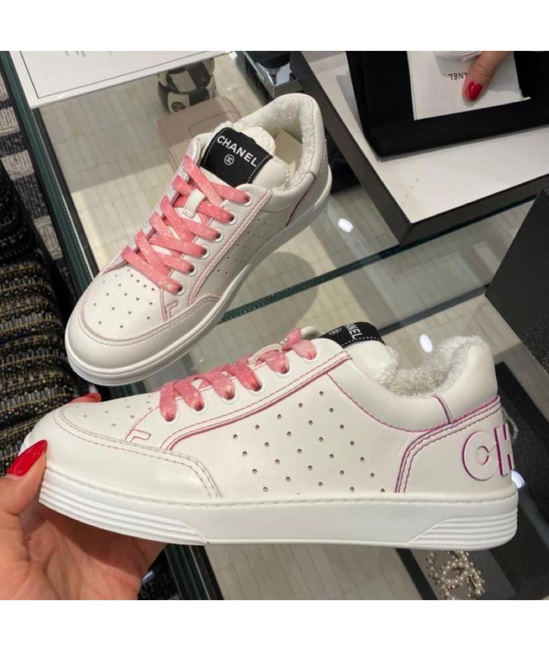 CHANEL Белые кожаные кеды, фото 5