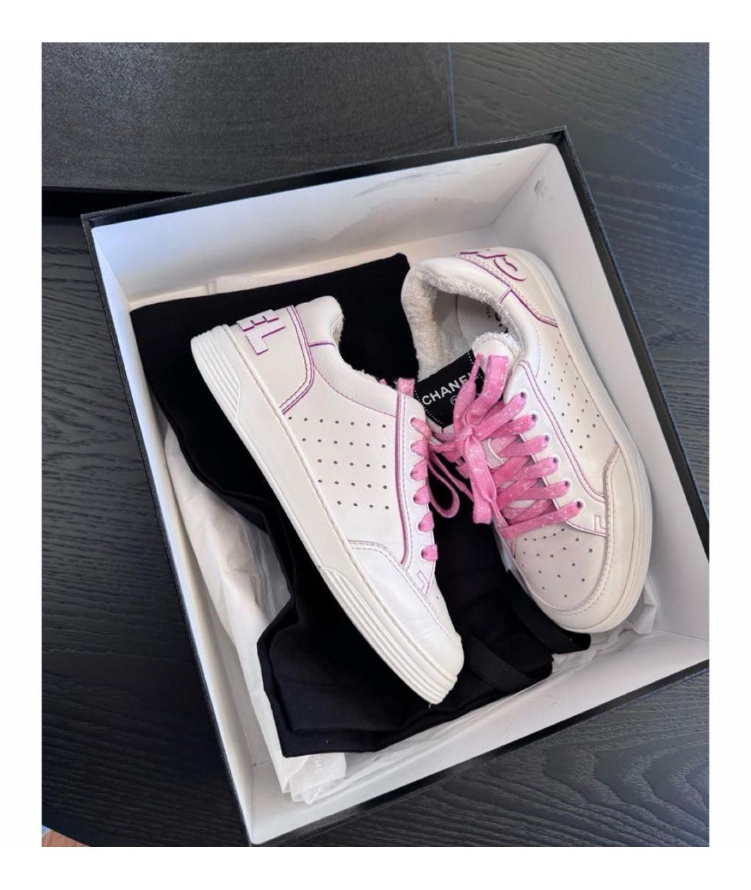 CHANEL Белые кожаные кеды, фото 3