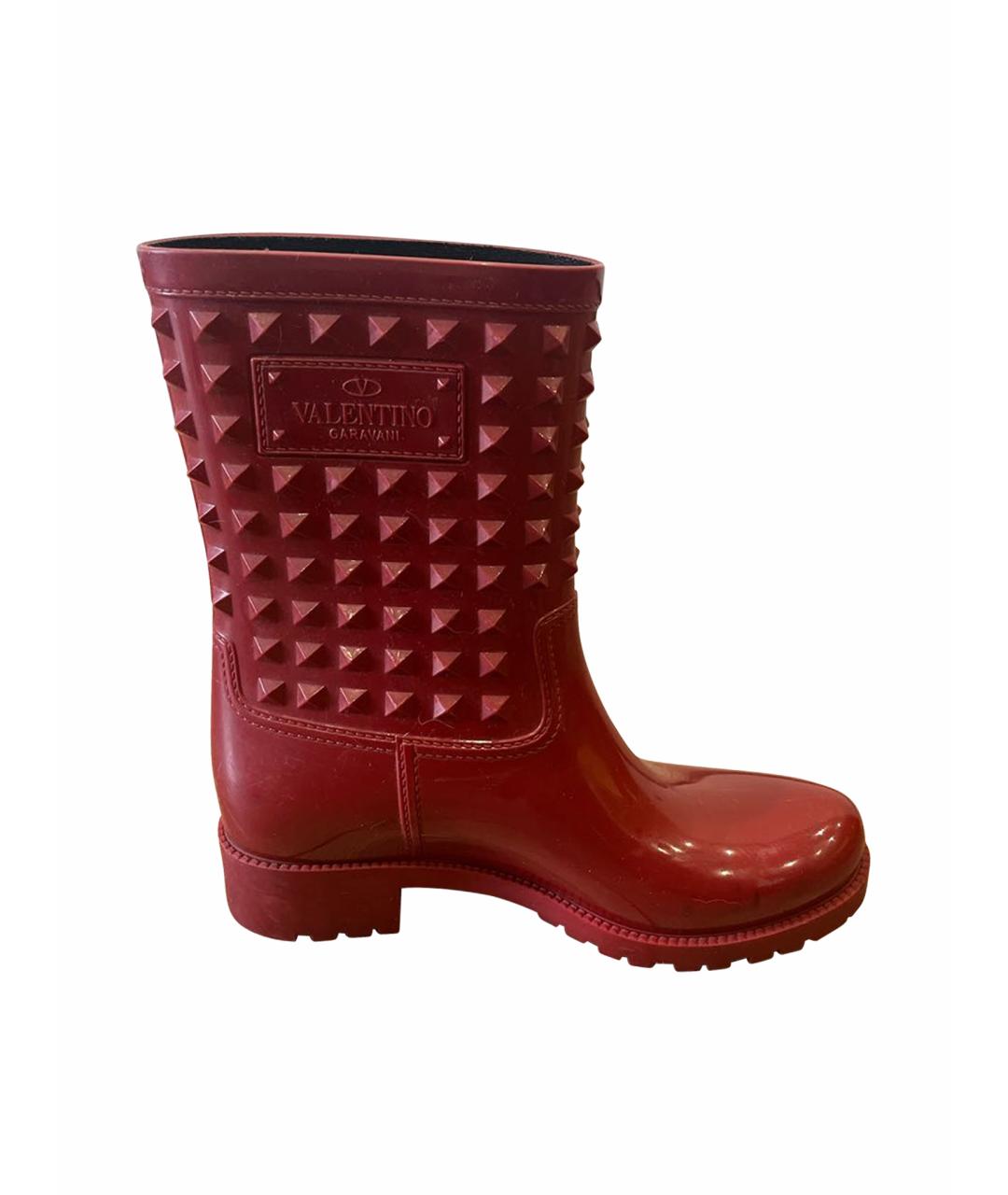 VALENTINO Бордовые резиновые сапоги, фото 1