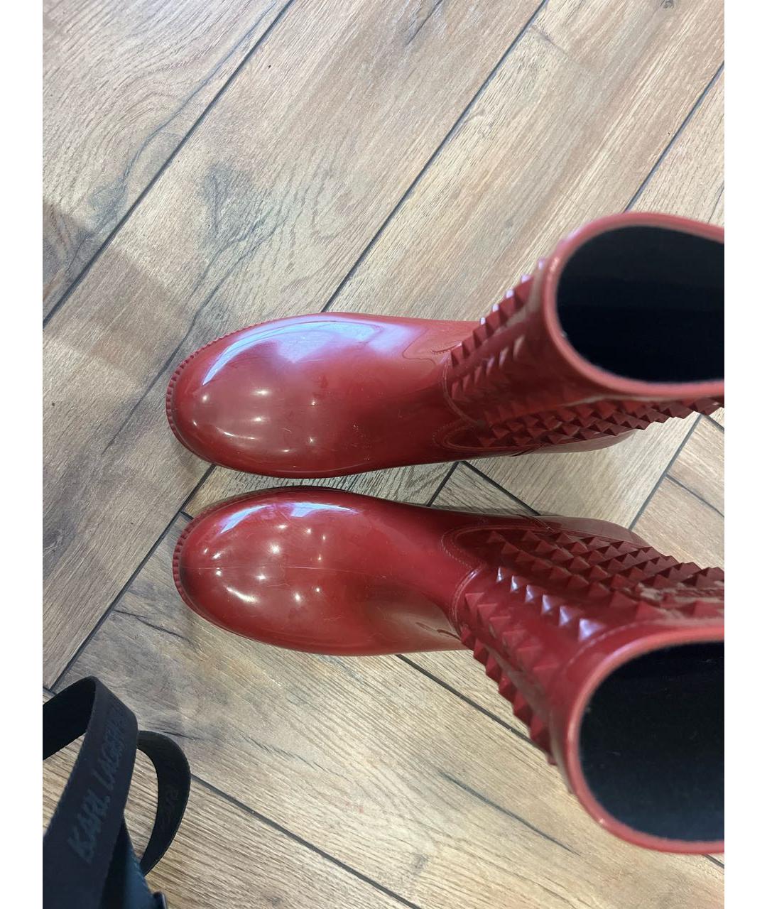 VALENTINO Бордовые резиновые сапоги, фото 3