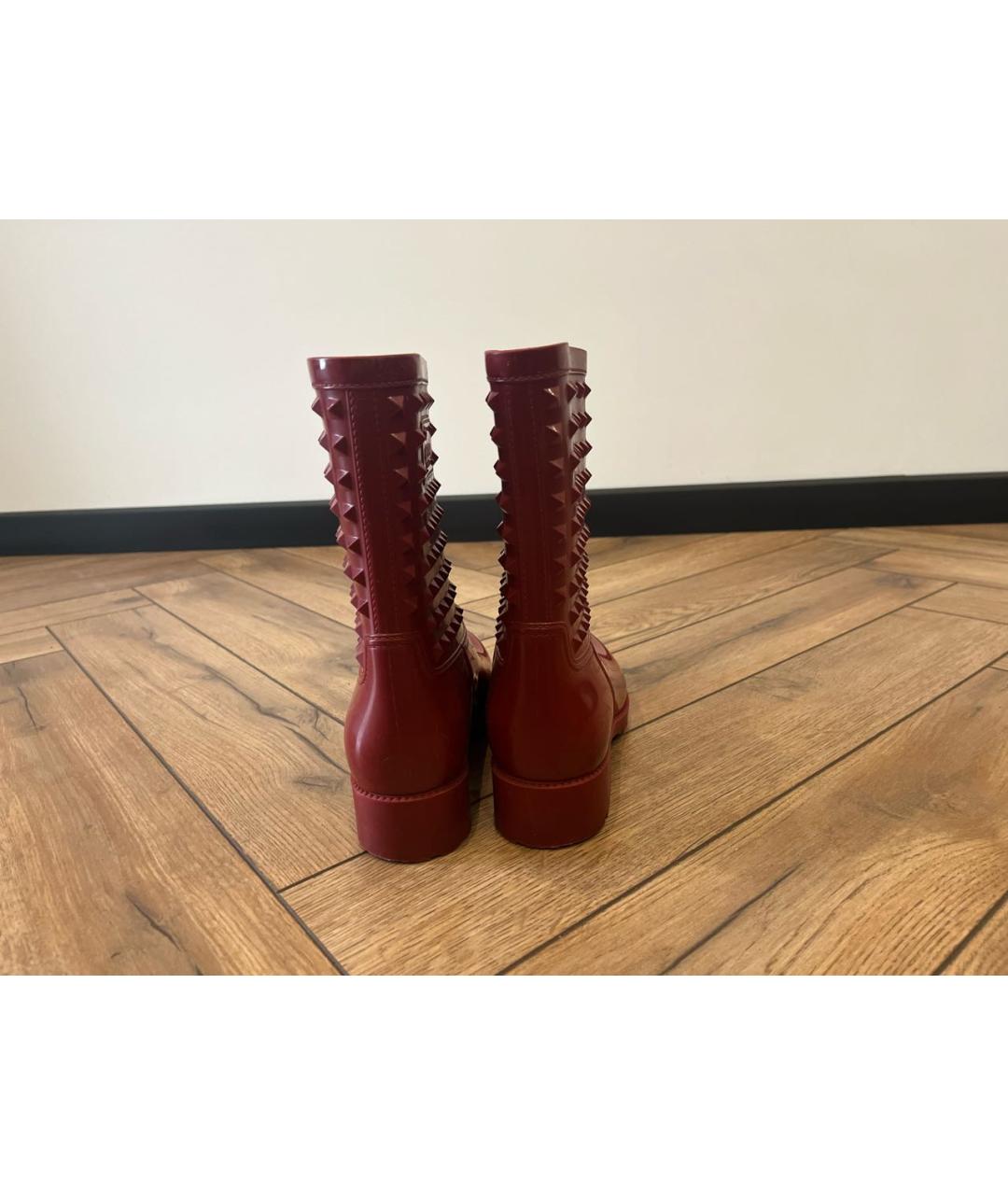 VALENTINO Бордовые резиновые сапоги, фото 4