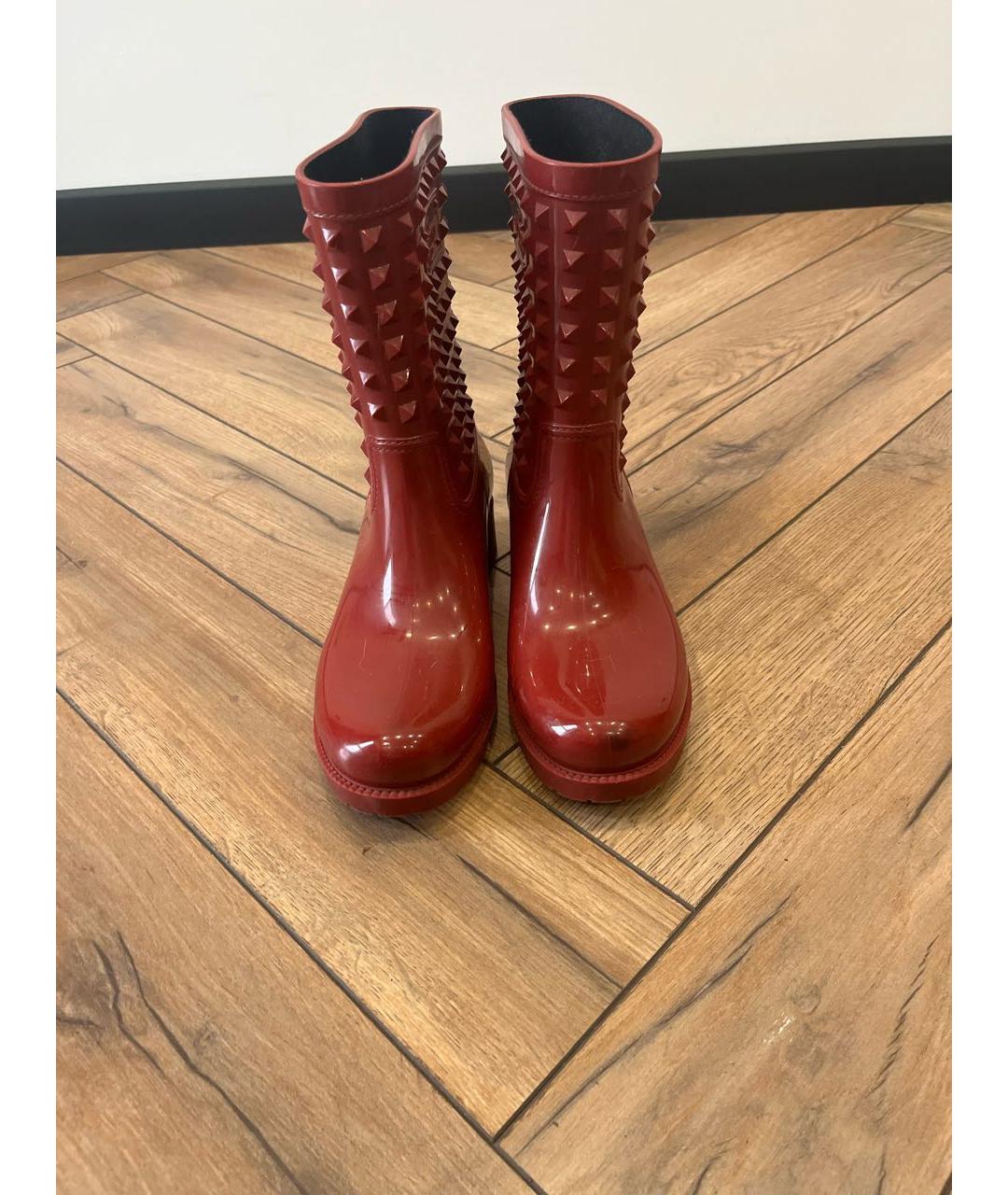 VALENTINO Бордовые резиновые сапоги, фото 2