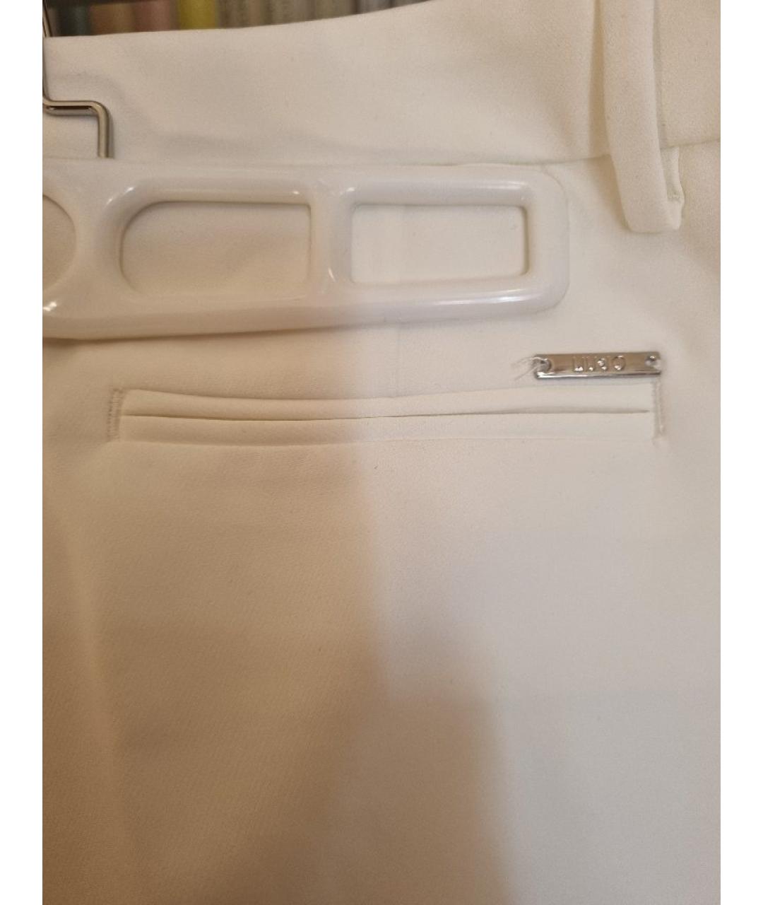 LIU JO Белые полиэстеровые прямые брюки, фото 3