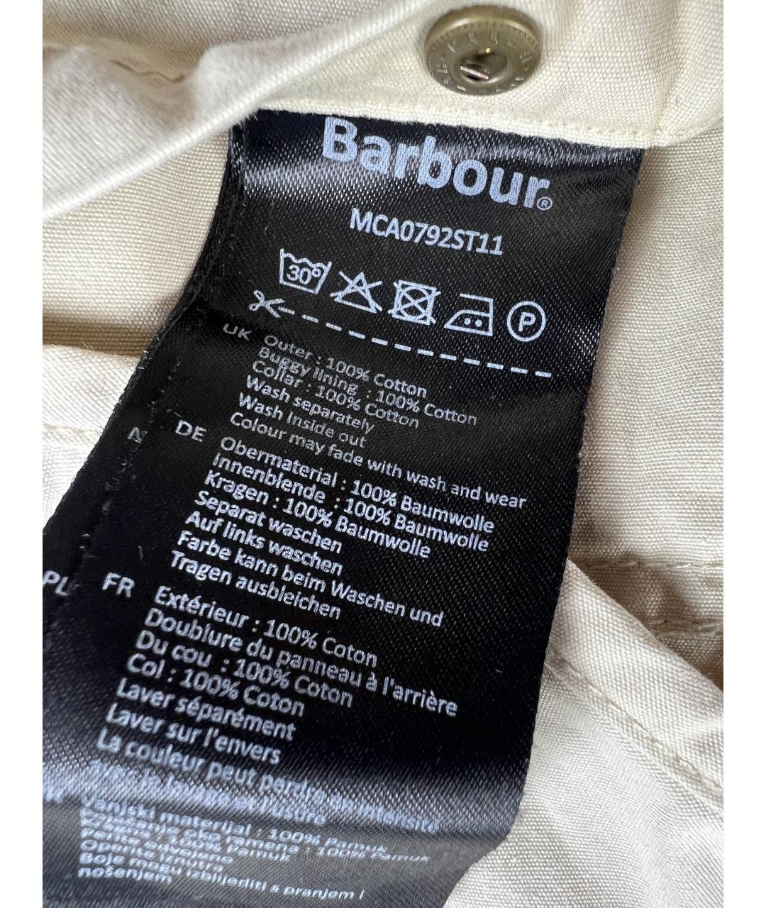 BARBOUR Бежевая хлопковая куртка, фото 6