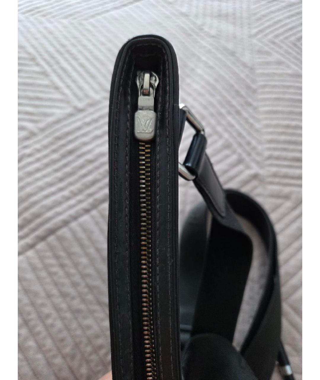 LOUIS VUITTON Антрацитовая кожаная сумка на плечо, фото 4