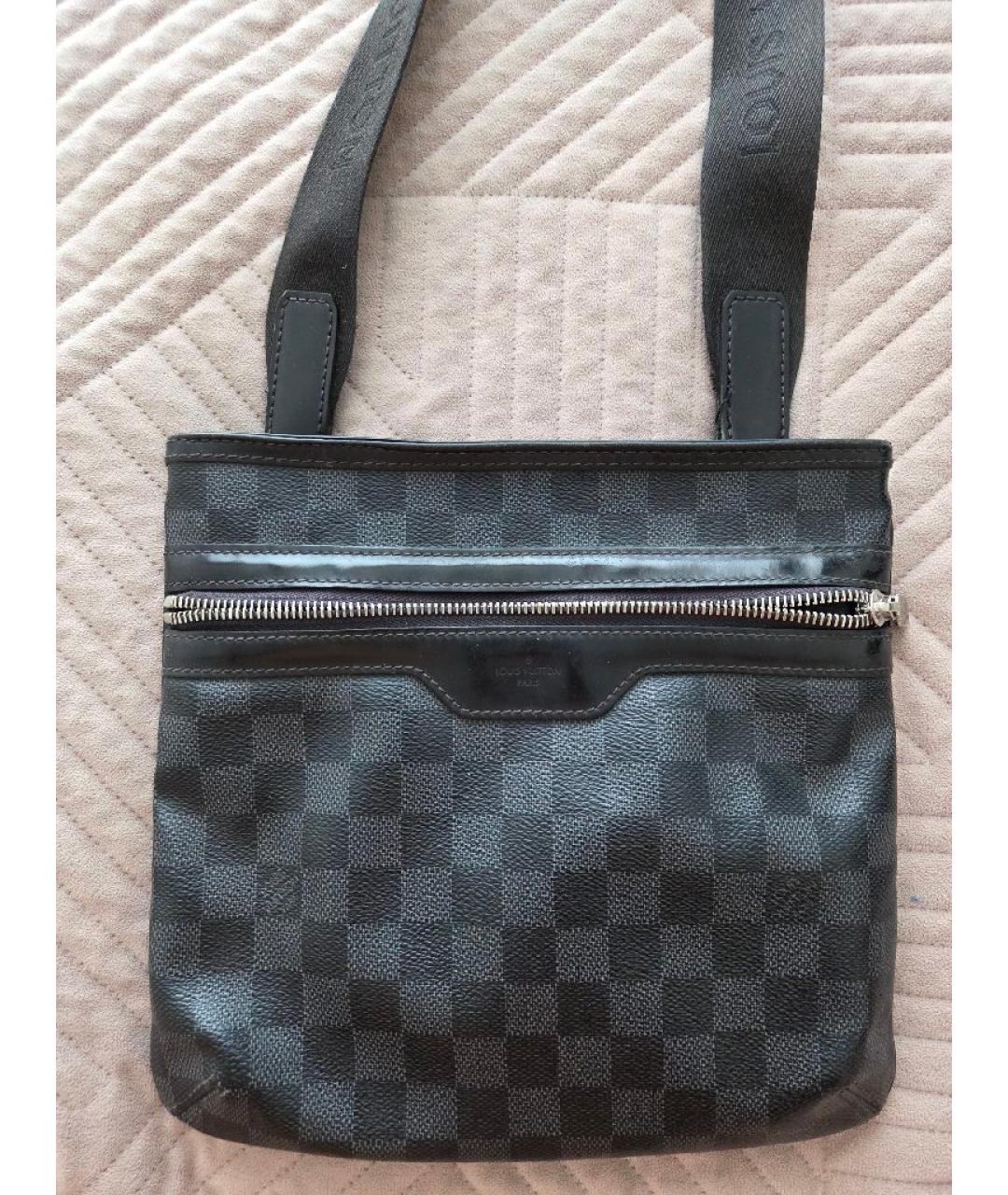 LOUIS VUITTON Антрацитовая кожаная сумка на плечо, фото 7