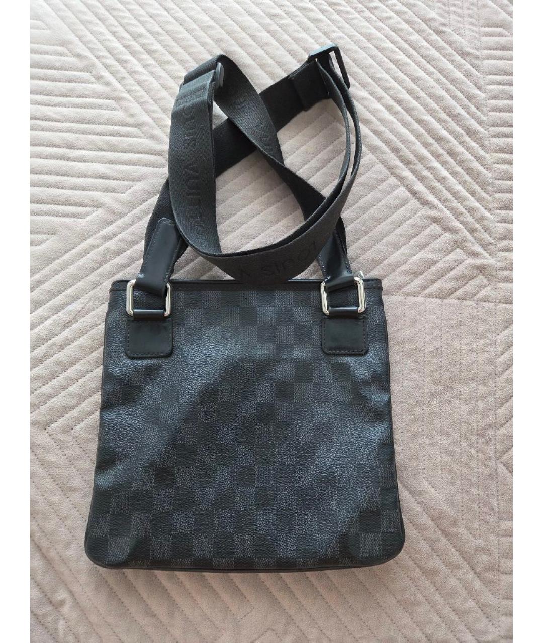 LOUIS VUITTON Антрацитовая кожаная сумка на плечо, фото 2