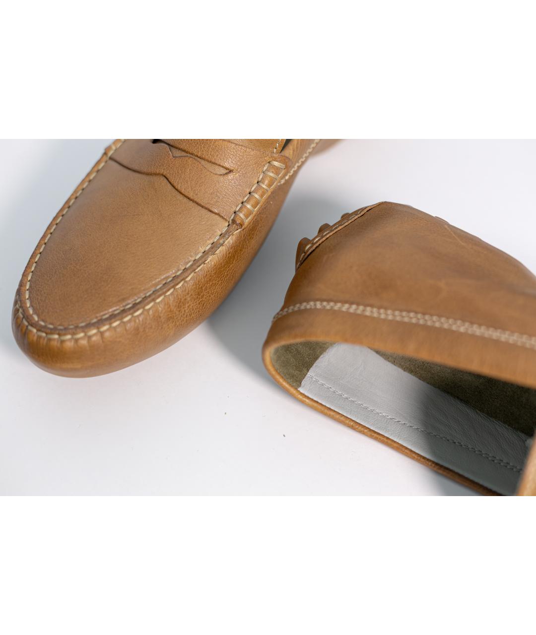 LARDINI Бежевые кожаные мокасины, фото 6