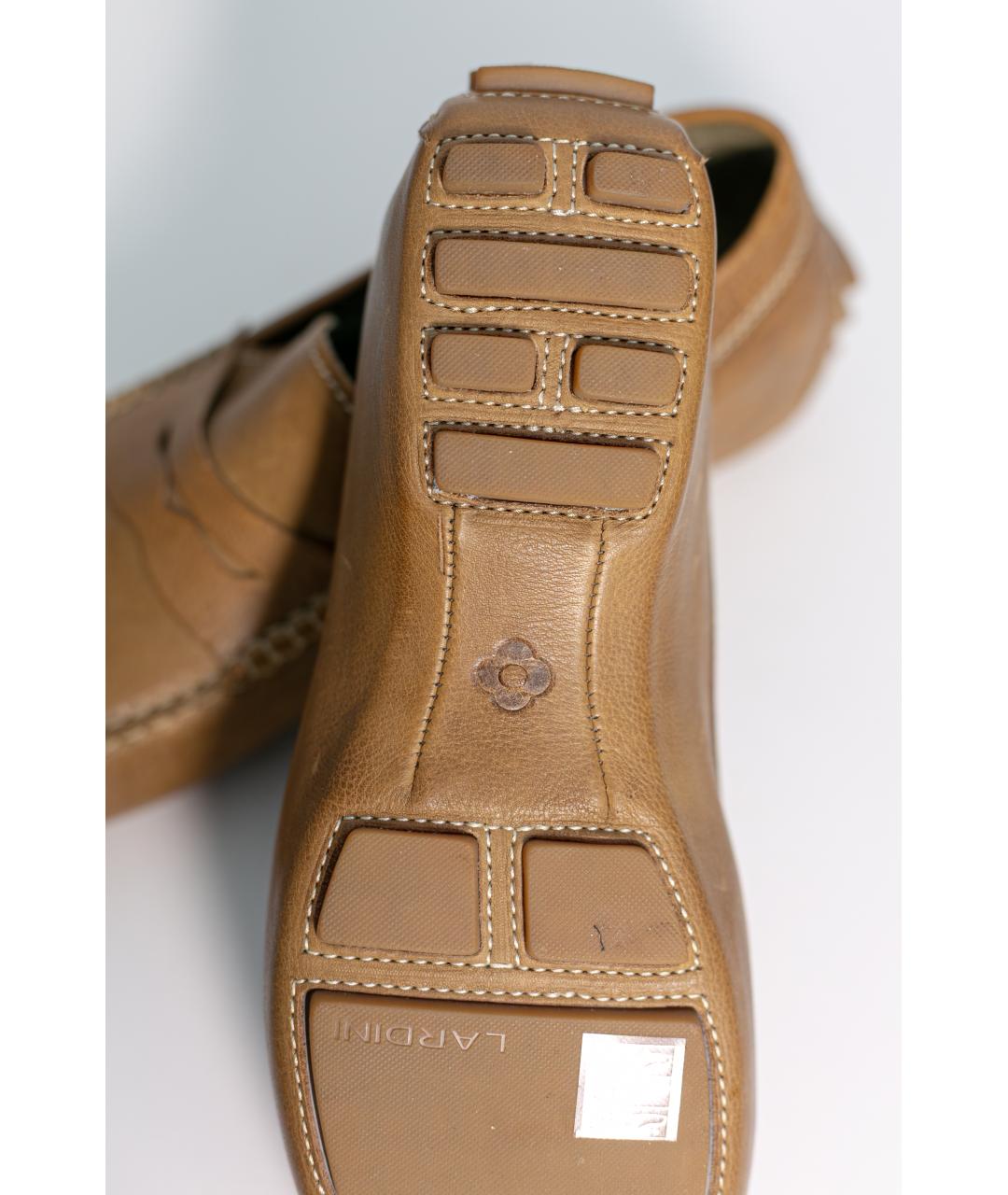 LARDINI Бежевые кожаные мокасины, фото 5