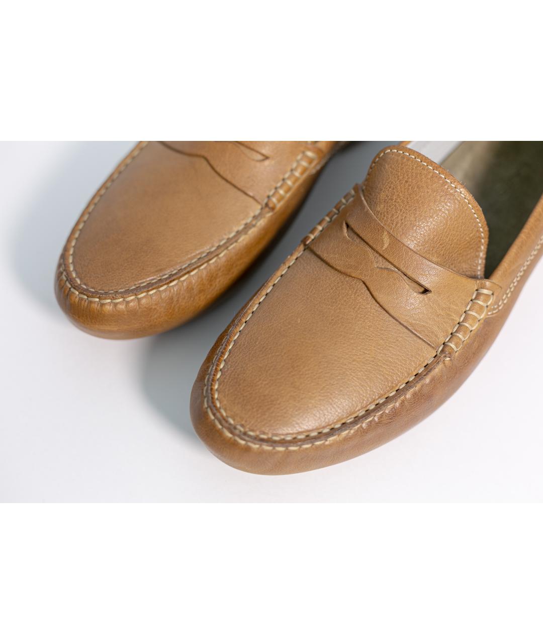 LARDINI Бежевые кожаные мокасины, фото 7