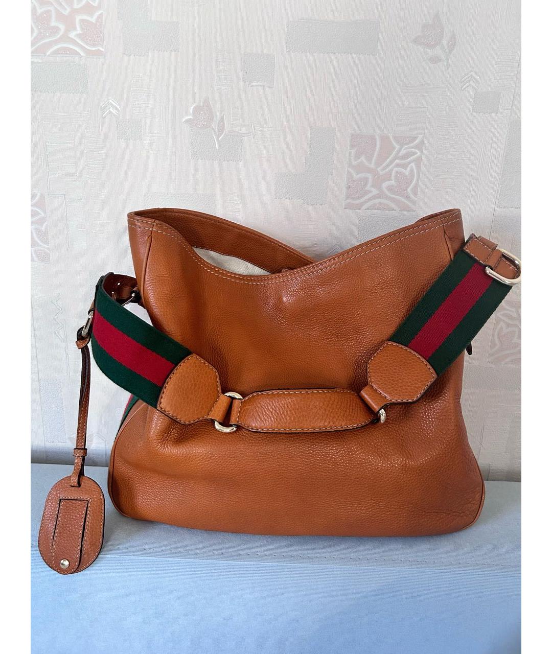 GUCCI Оранжевая кожаная сумка тоут, фото 3