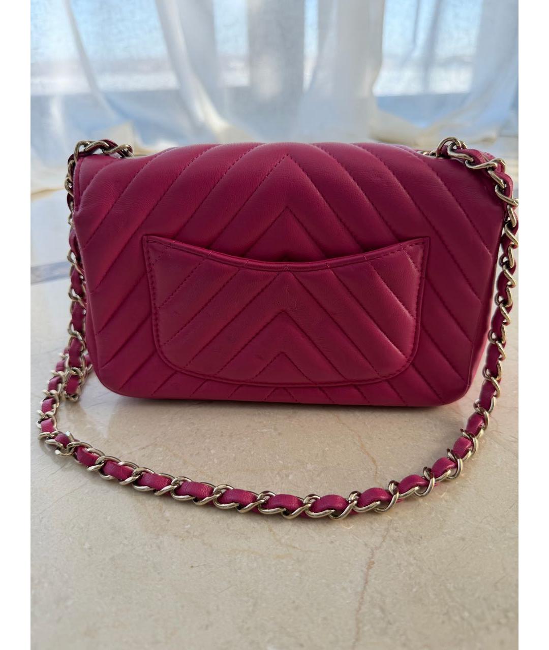 CHANEL Фуксия кожаная сумка через плечо, фото 3