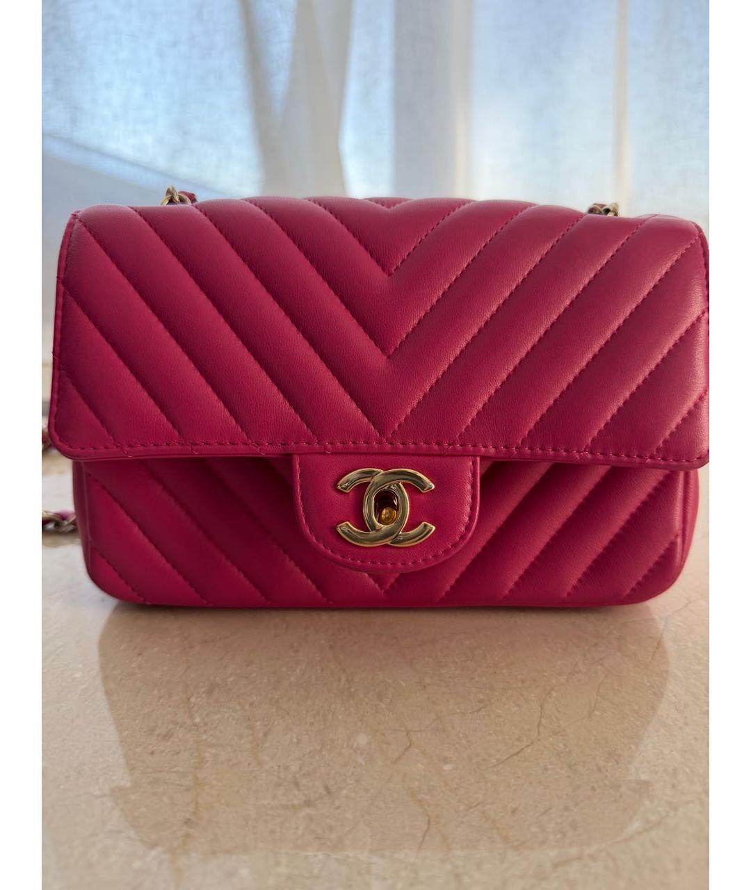 CHANEL Фуксия кожаная сумка через плечо, фото 7