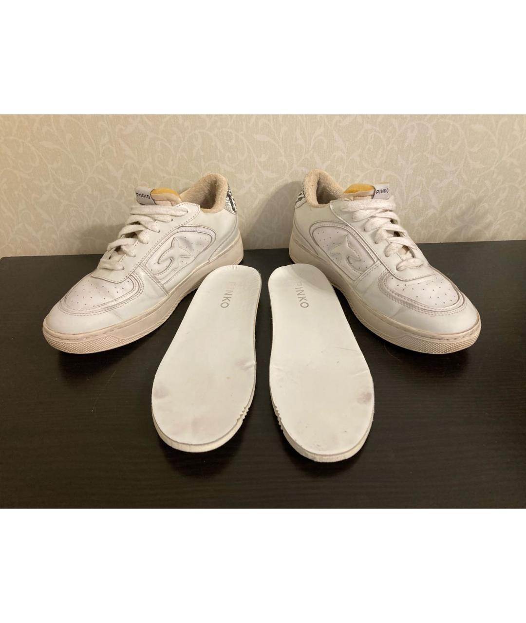 PINKO Белые кожаные кеды, фото 3