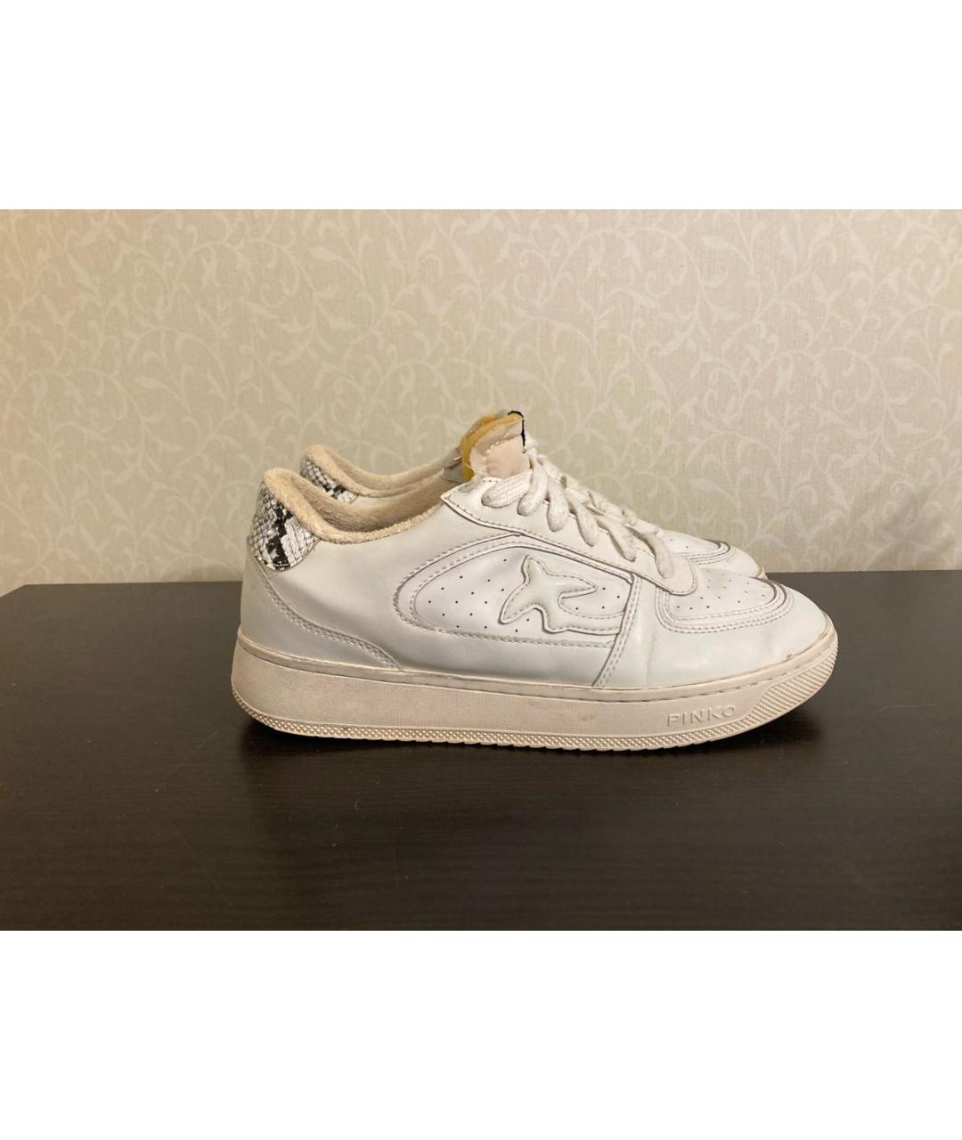 PINKO Белые кожаные кеды, фото 5