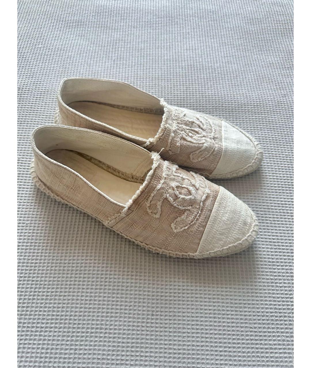 CHANEL Бежевые текстильные эспадрильи, фото 9