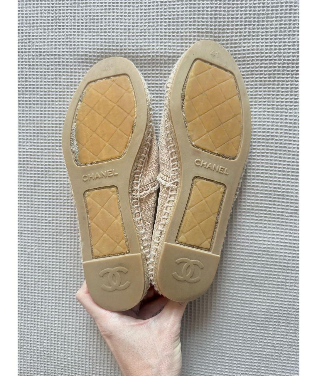 CHANEL Бежевые текстильные эспадрильи, фото 8
