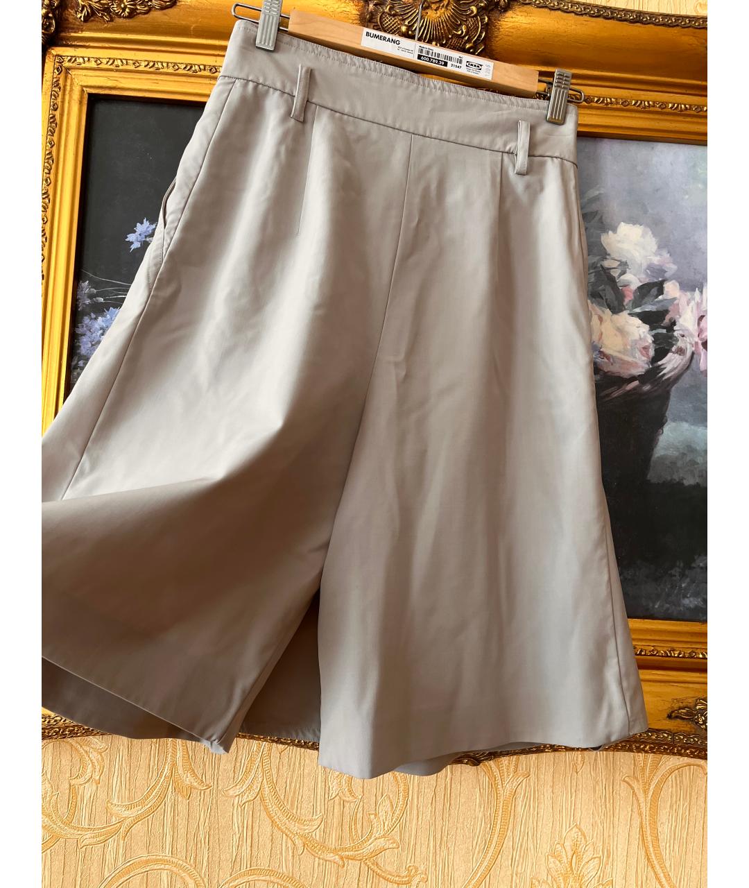 MAX MARA Серые хлопко-эластановые шорты, фото 5