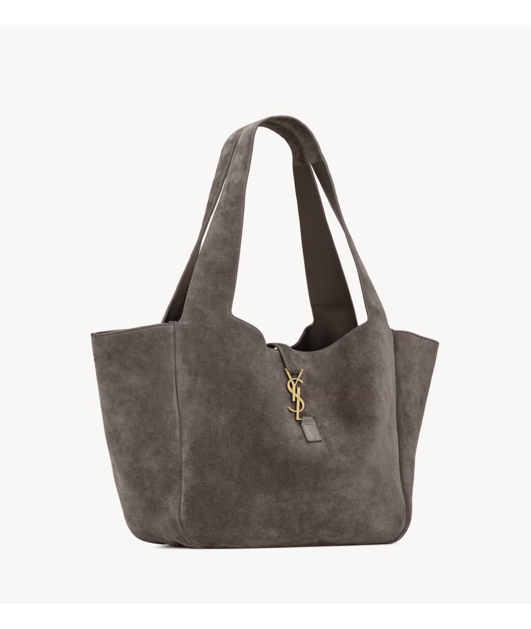 SAINT LAURENT Коричневая замшевая сумка с короткими ручками, фото 3