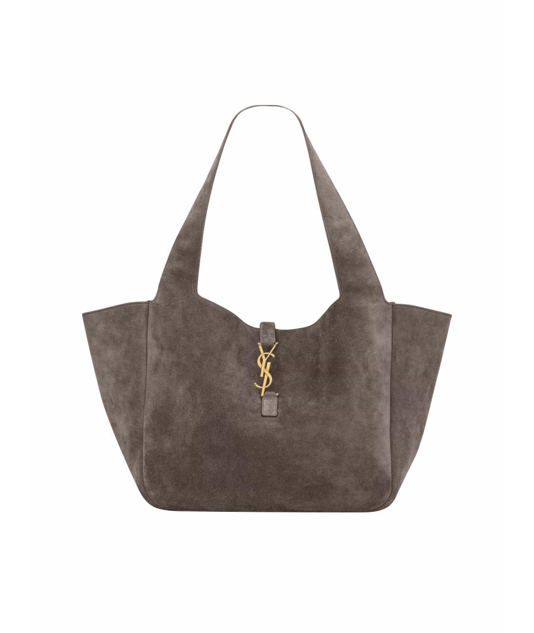 SAINT LAURENT Коричневая замшевая сумка с короткими ручками, фото 1