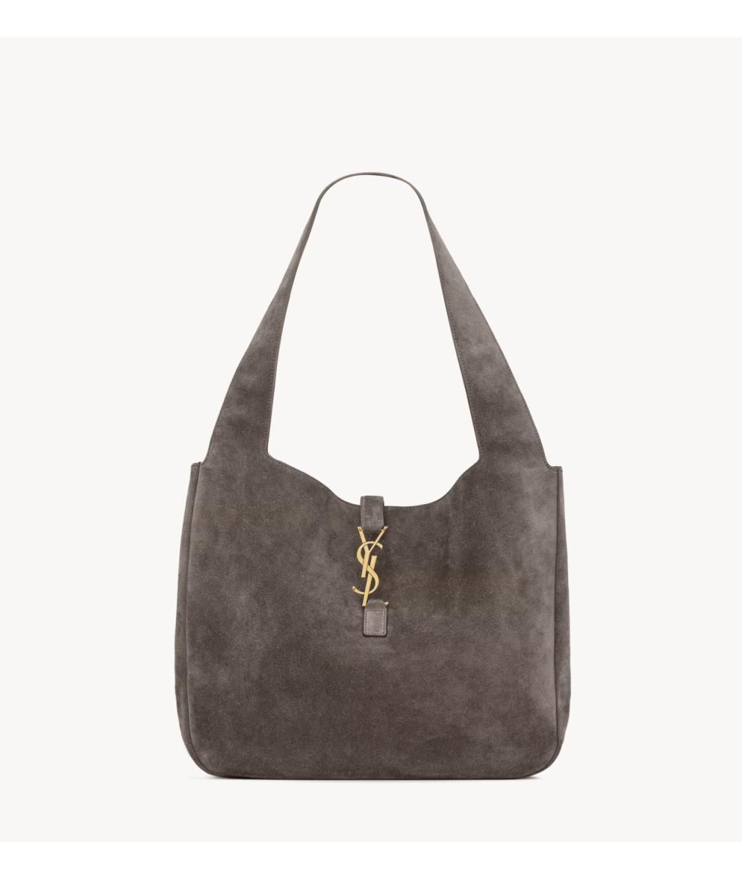 SAINT LAURENT Коричневая замшевая сумка с короткими ручками, фото 2