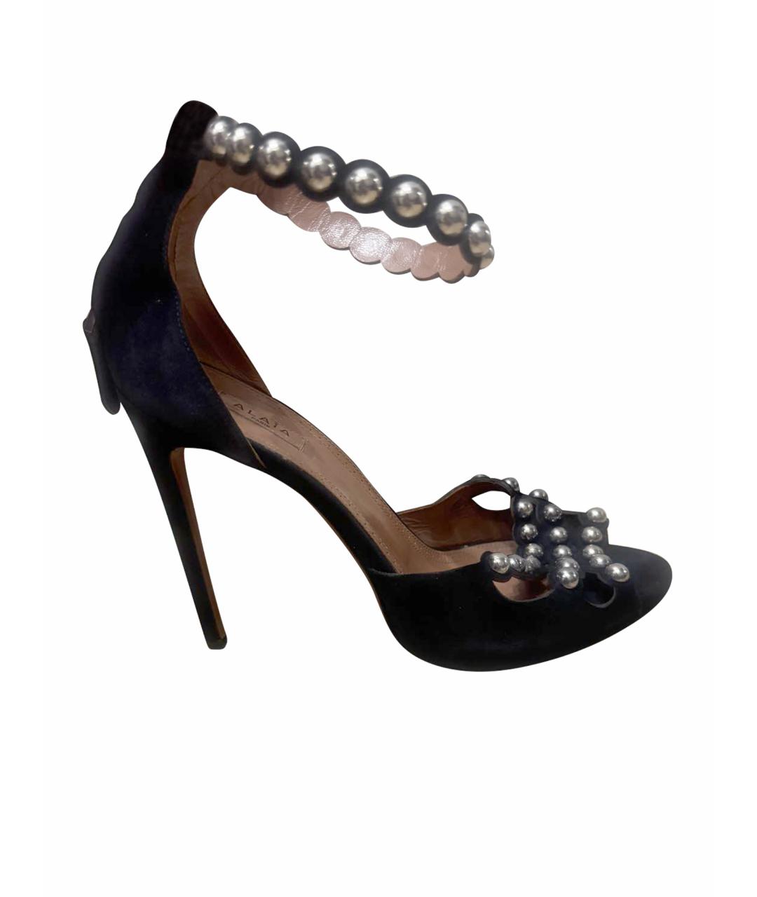 ALAIA Черные замшевые босоножки, фото 6