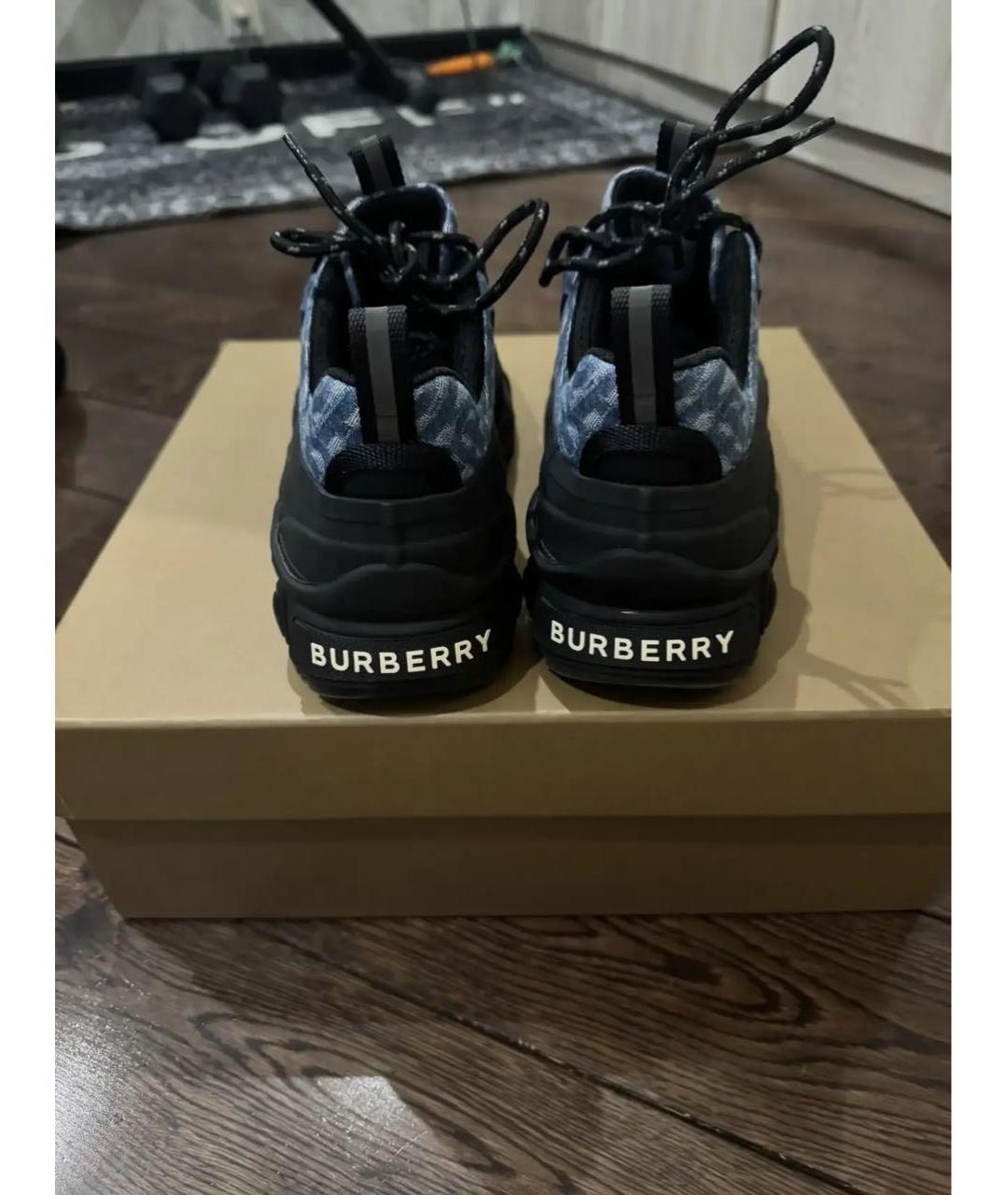 BURBERRY Темно-синие кожаные кроссовки, фото 4