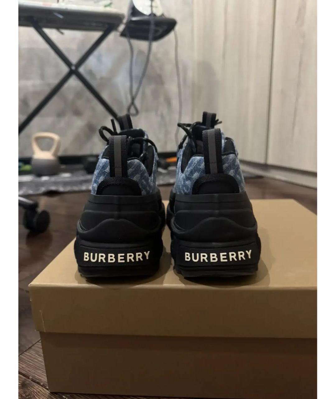 BURBERRY Темно-синие кожаные кроссовки, фото 6