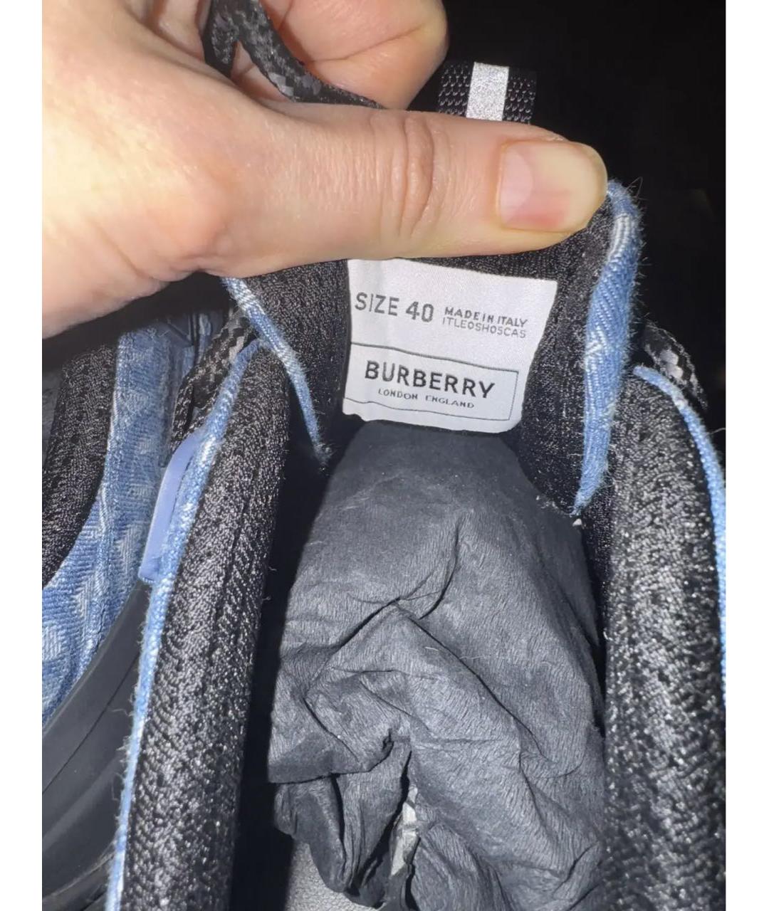 BURBERRY Темно-синие кожаные кроссовки, фото 7