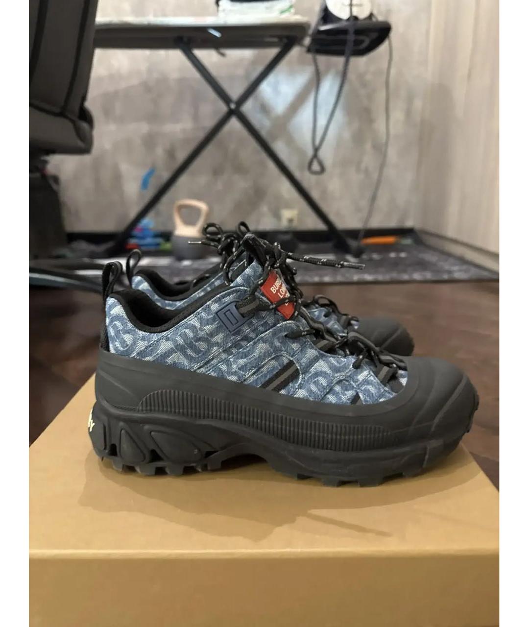 BURBERRY Темно-синие кожаные кроссовки, фото 8