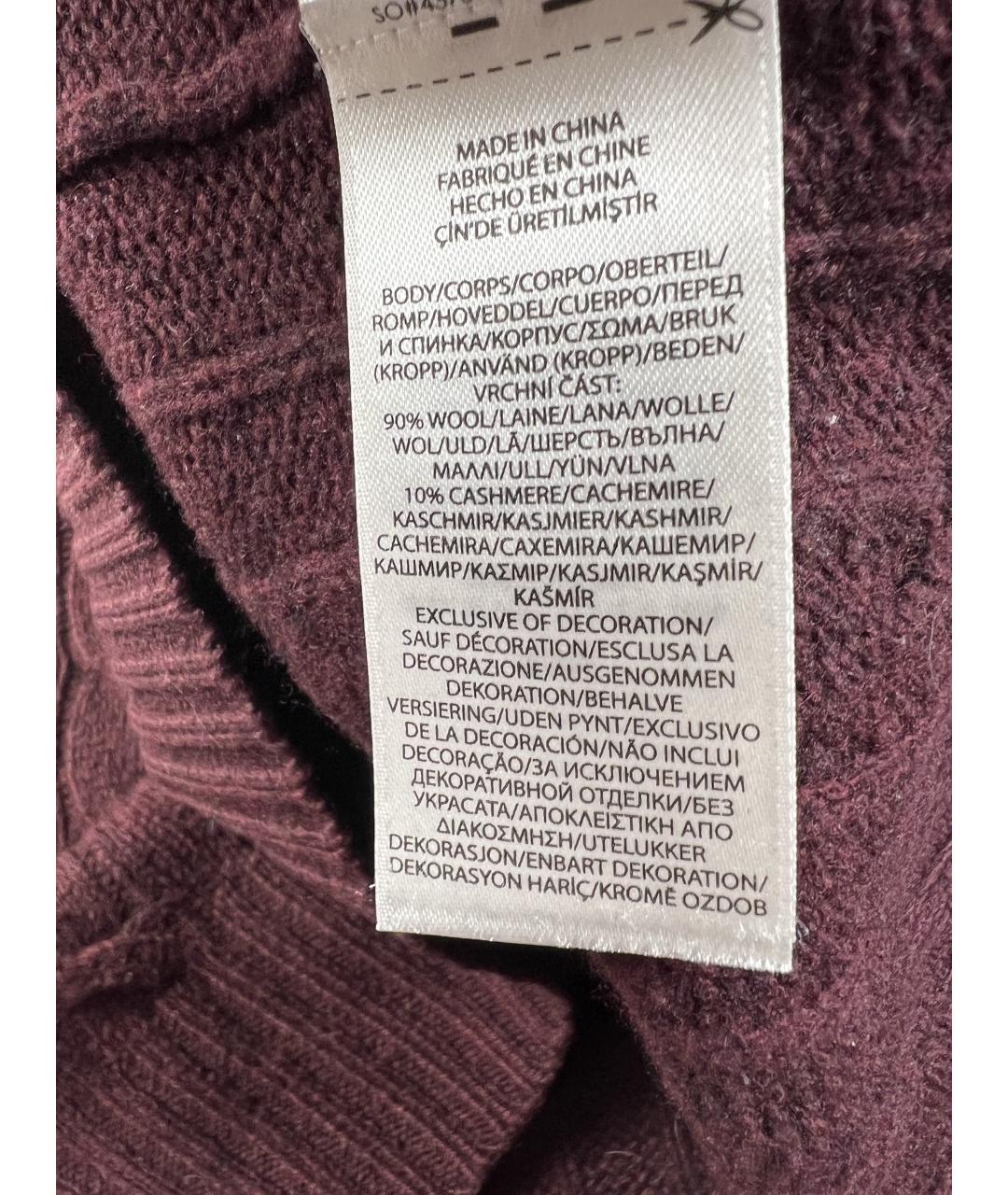 RALPH LAUREN Бордовый шерстяной джемпер / свитер, фото 4