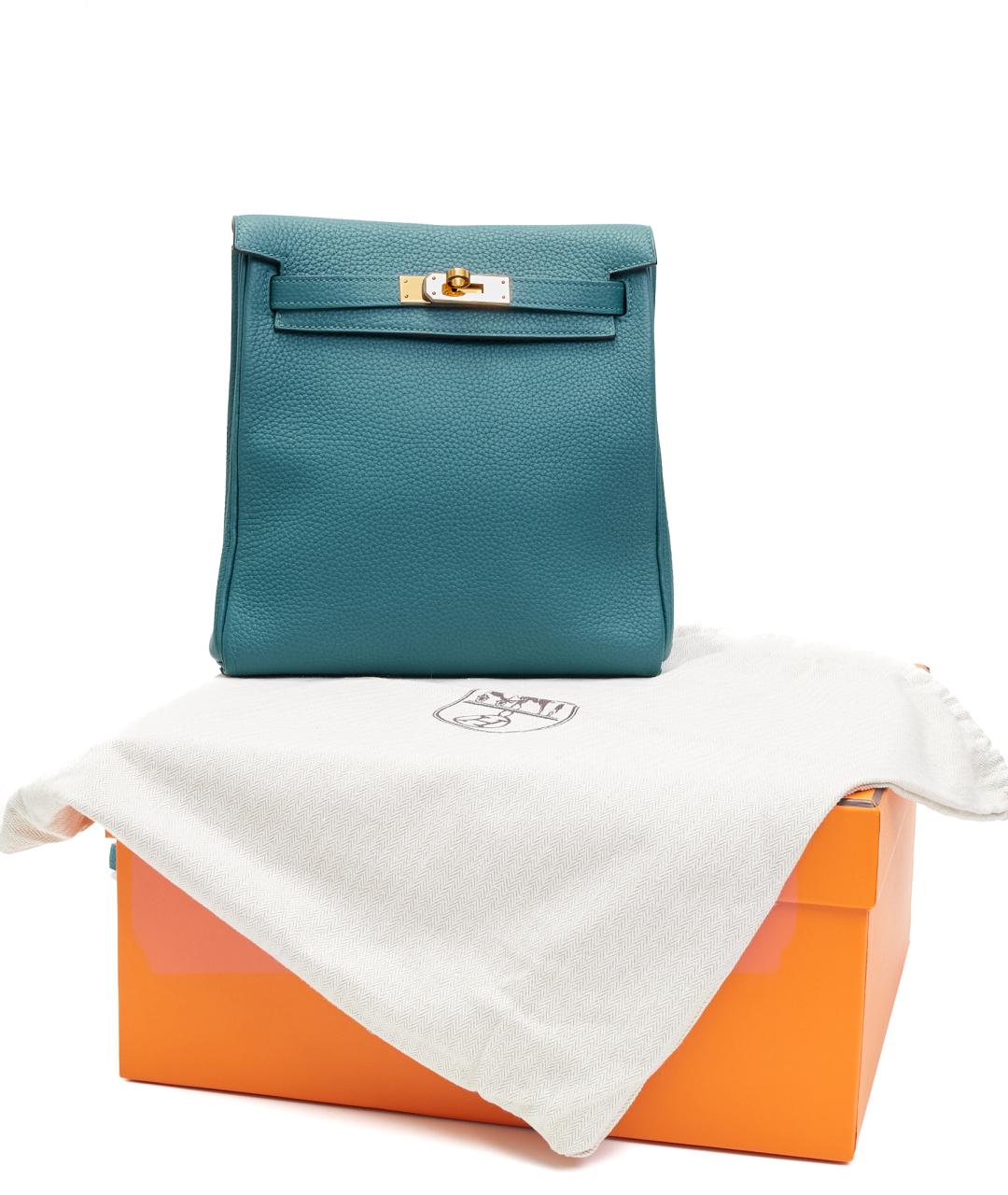 HERMES Голубой кожаный рюкзак, фото 5