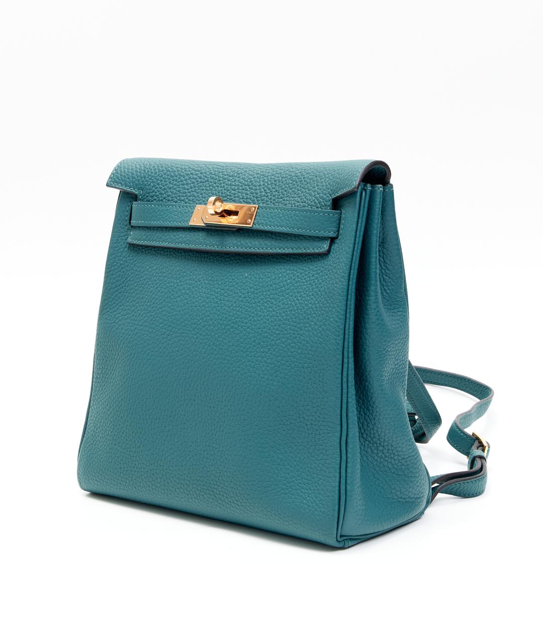 HERMES Голубой кожаный рюкзак, фото 2