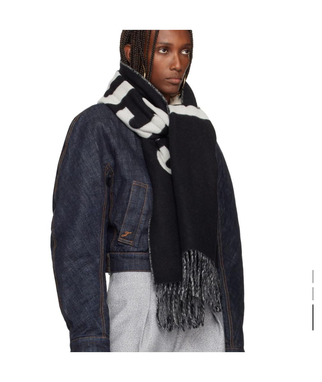 JACQUEMUS Черный шерстяной шарф, фото 3