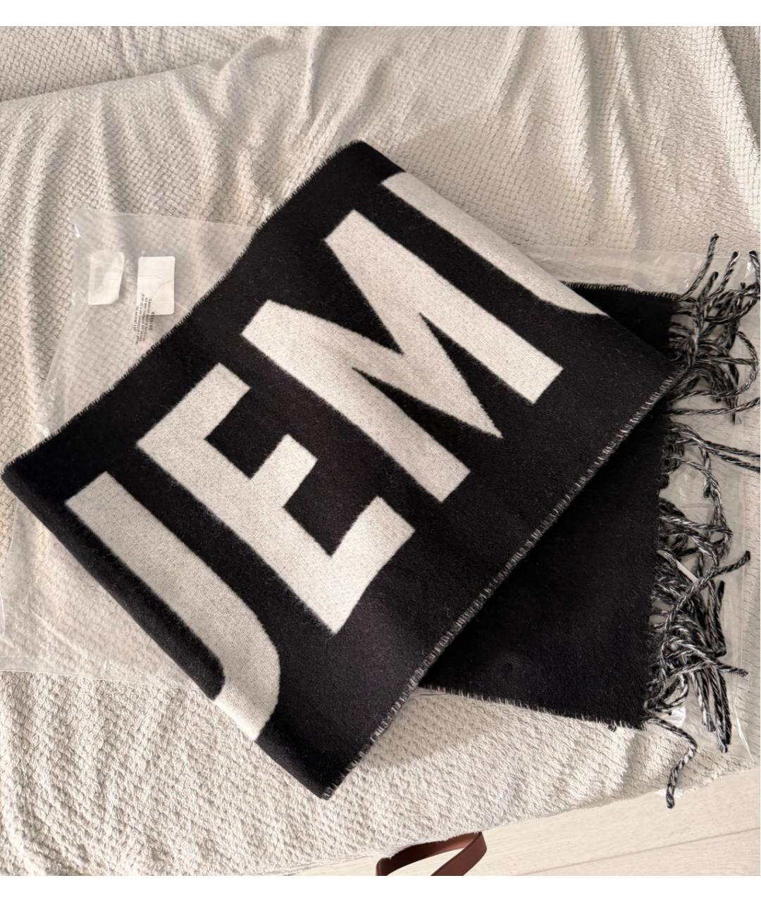 JACQUEMUS Черный шерстяной шарф, фото 4