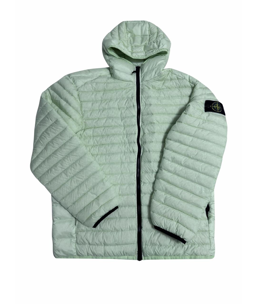 STONE ISLAND Зеленый полиамидовый пуховик, фото 1