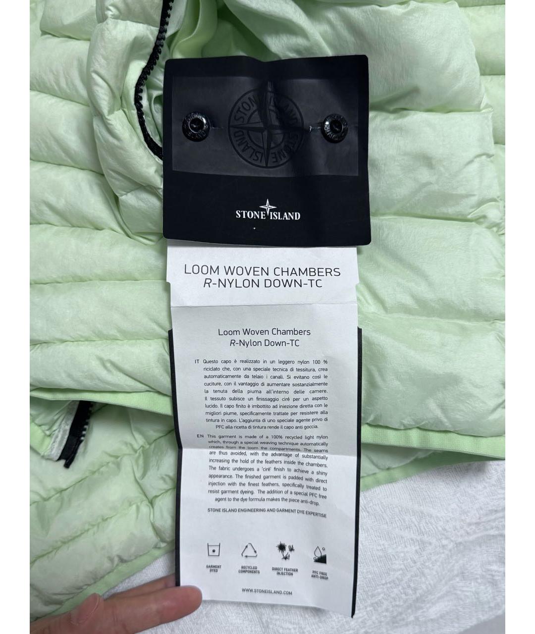 STONE ISLAND Зеленый полиамидовый пуховик, фото 6
