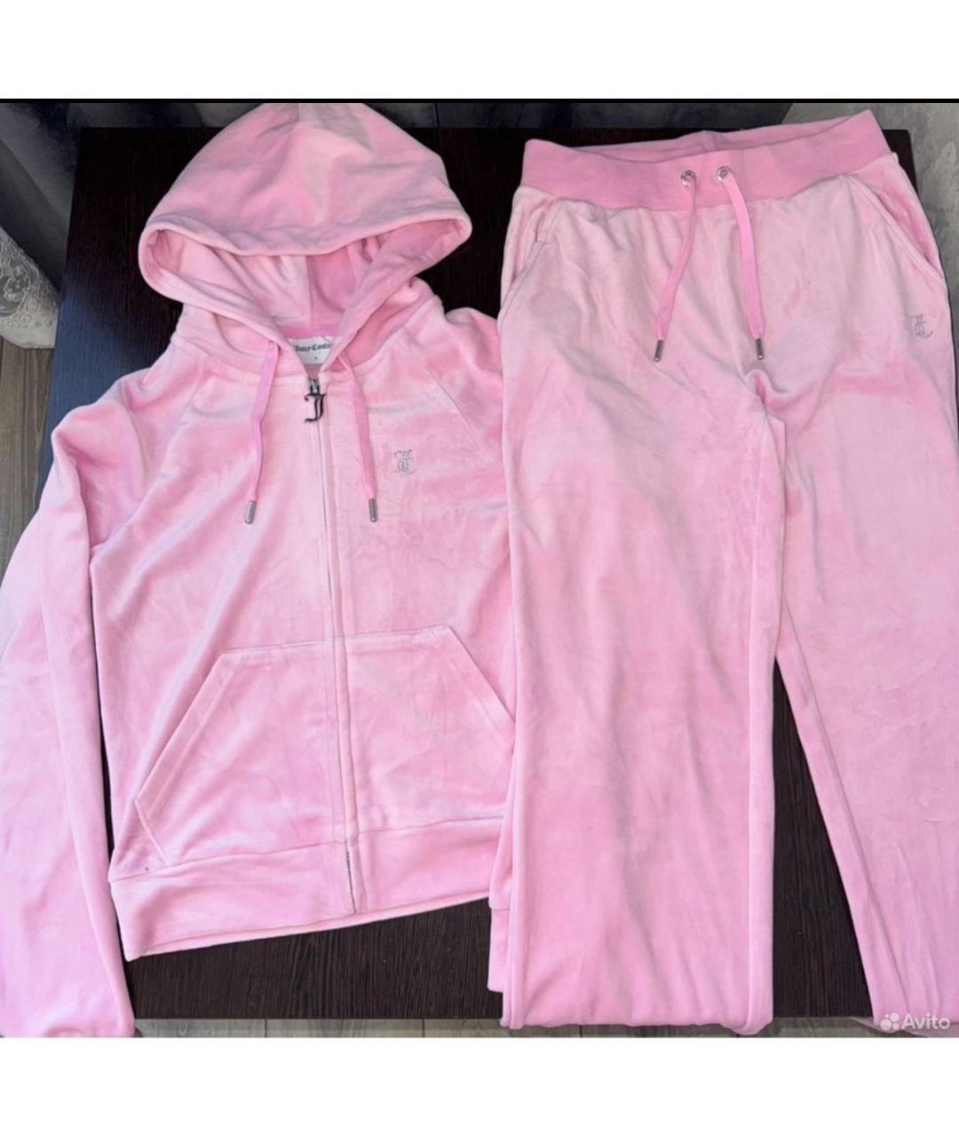 JUICY COUTURE Розовый велюровый костюм с брюками, фото 6