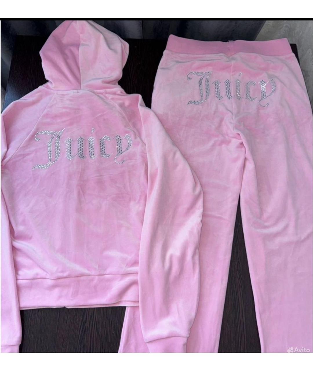 JUICY COUTURE Розовый велюровый костюм с брюками, фото 2