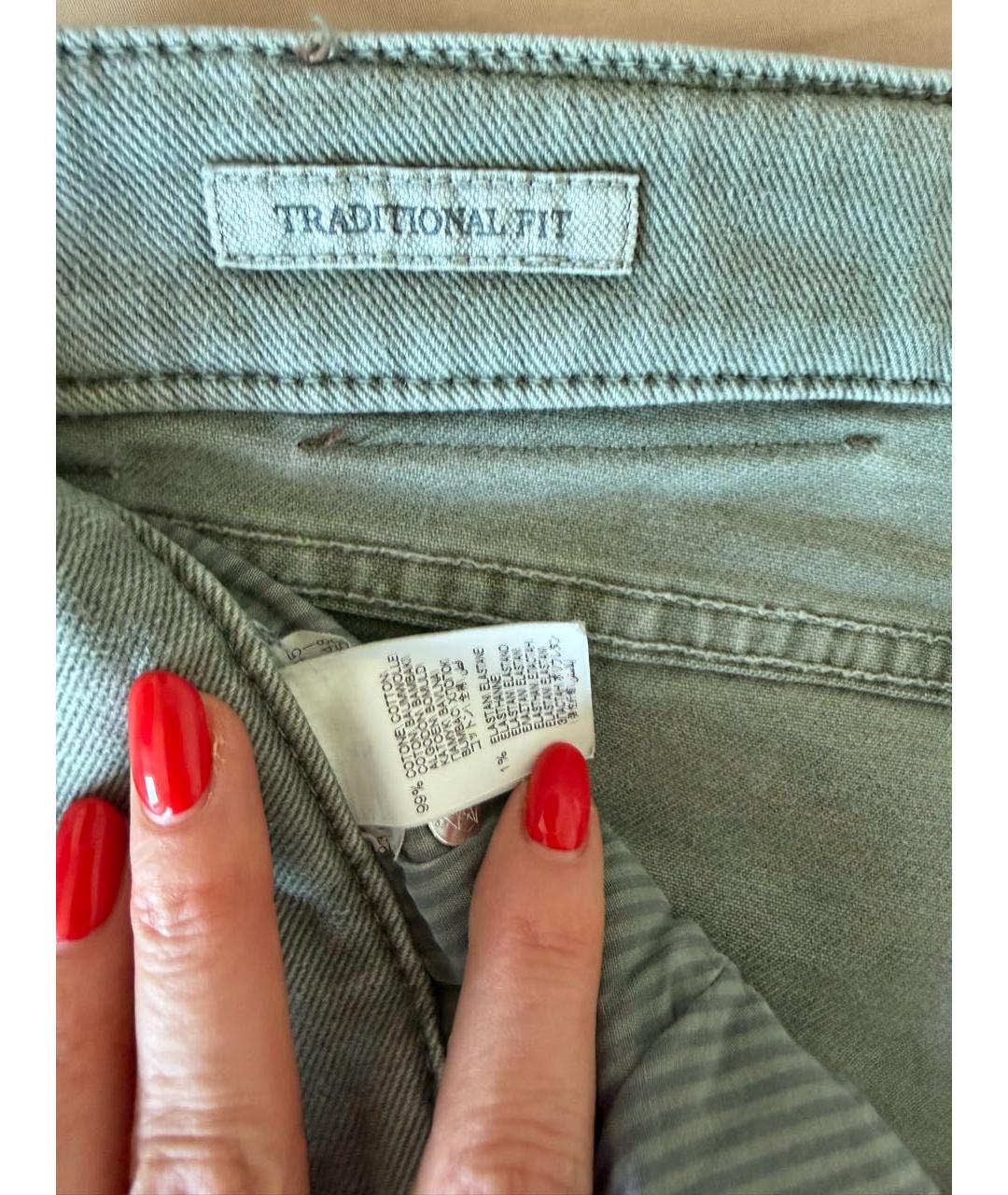 BRUNELLO CUCINELLI Хаки хлопковые прямые джинсы, фото 5